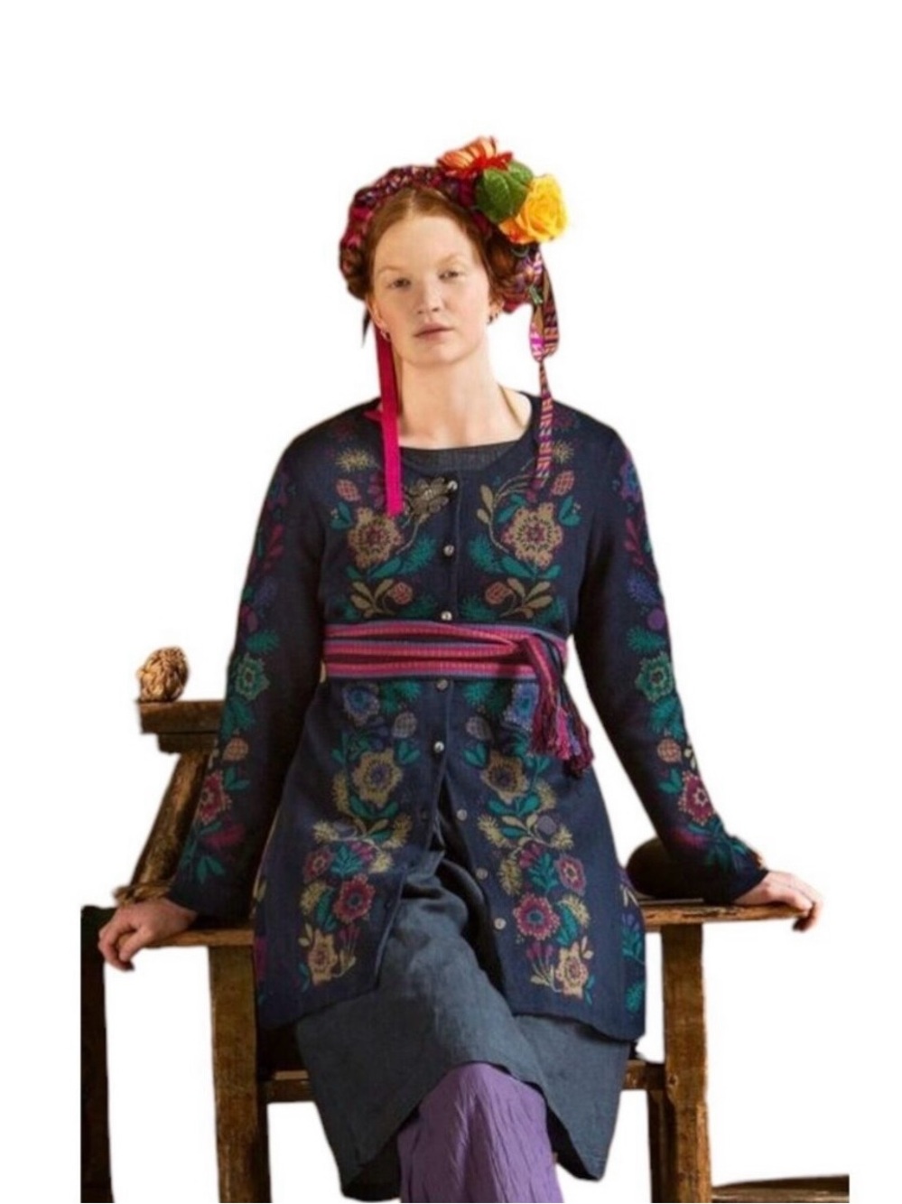 Gudrun Sjoden floral cotton/ linen sweater M